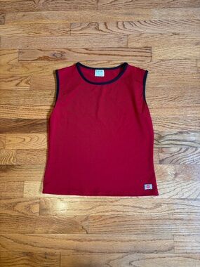 Kids Red Sleeveless Tank Top with Contrast Trim
